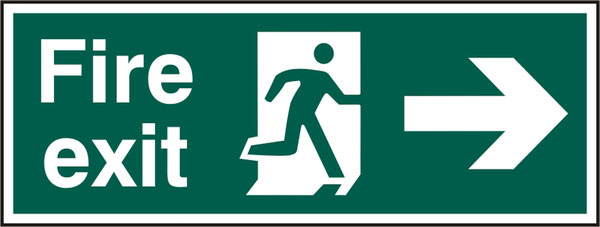 FIRE EXIT MAN ARROW RIGHT RPVC (PK5) 400MM X 150MM