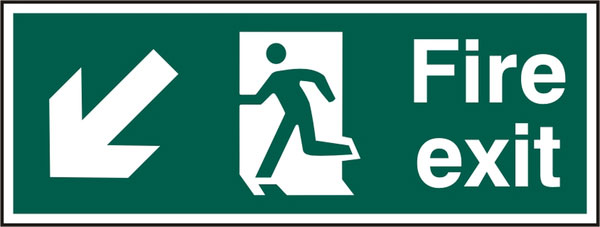 FIRE EXIT MAN ARROW D/L  RPVC (PK5) 400MM X 150MM