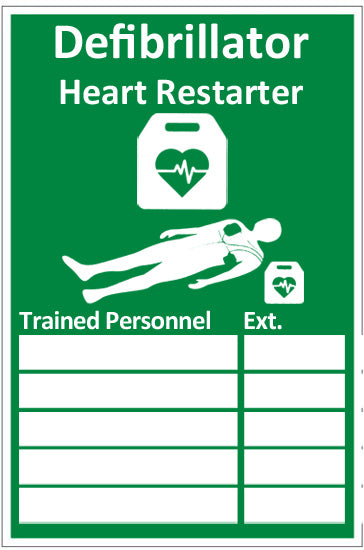 AED TRAINED PERSONNEL SIGN