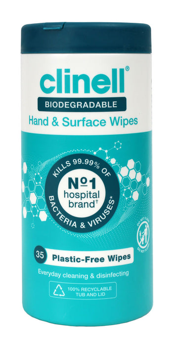 CLINELL BIODEGRADABLE HAND AND SURFACE WIPE BCWPOT35PF6