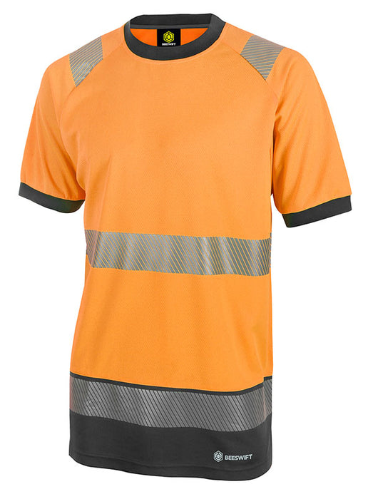 HIVIS TWO TONE S/S T SHIRT OR/BLK BSCNT01