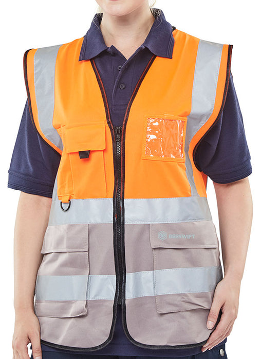 TWO TONE EXECUTIVE WAISTCOAT ORANGE/GREY