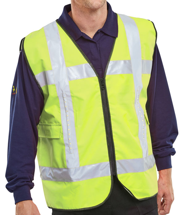 LIGHT VEST SAFETY BASIC FRONT LIGHT C/W POCKETS S/Y